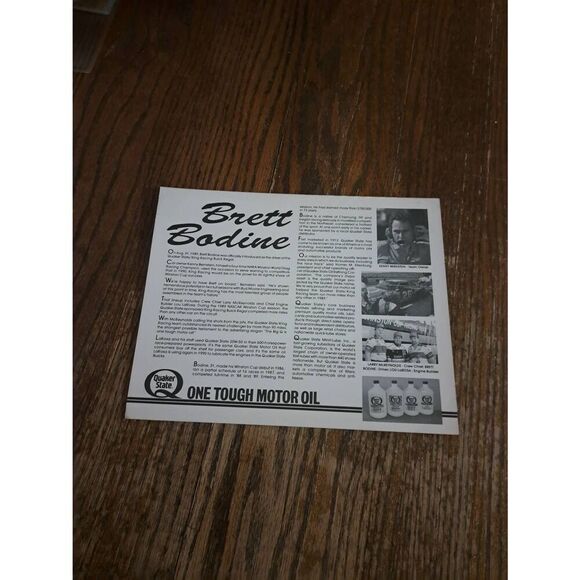 VTG 1990 Brett Bodine Quaker State Racing Driver Card NASCAR King Racing Buick - Picture 3 of 3